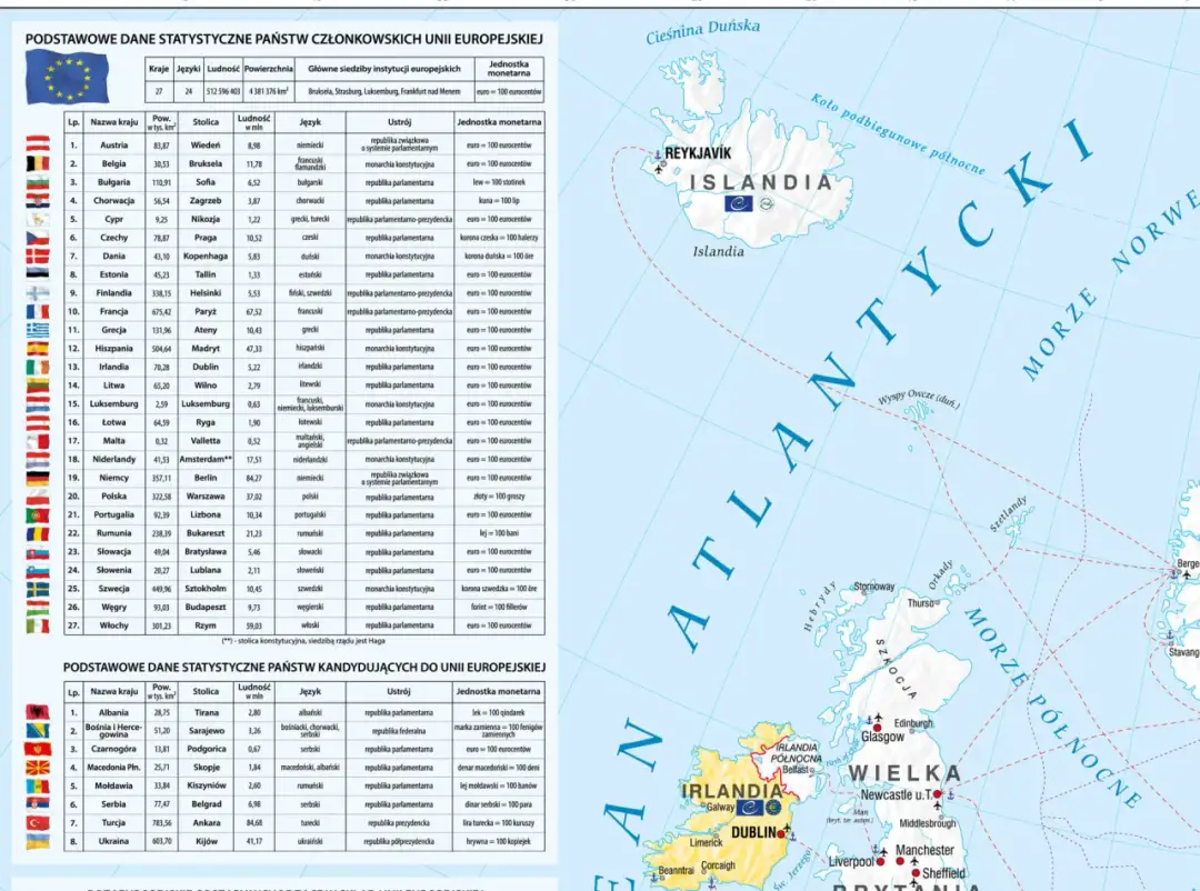 Mapa Europy z zaznaczonymi krajami należącymi do strefy Schengen.