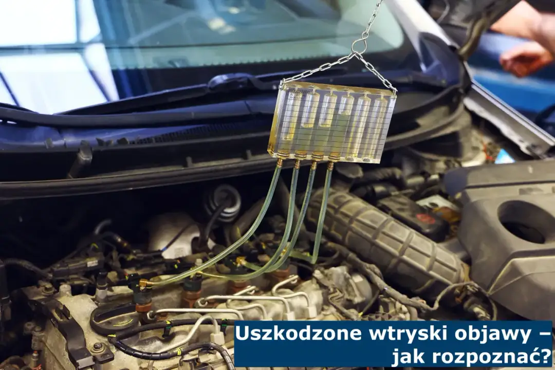Diagnostyka lejących wtrysków diesel. Przyrząd do pomiaru przelewu paliwa podłączony do silnika.