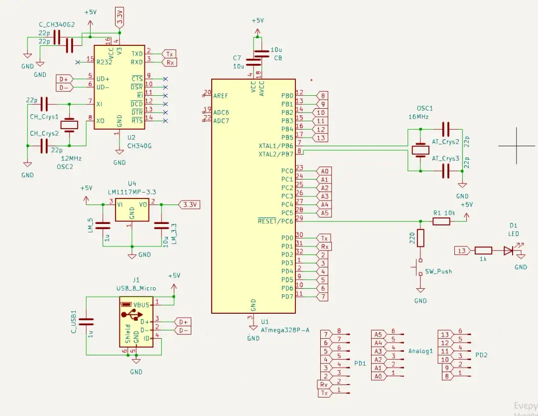 Kompletny schemat ATmega328P: połączenie wszystkich pinów krok po kroku