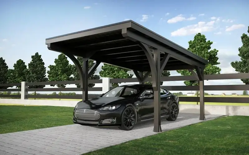 Wiata z płaskim dachem: funkcjonalność i estetyka w ogrodzie