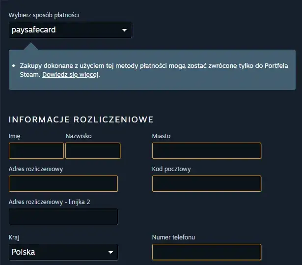 Adres rozliczeniowy Steam PSC: jak prawidłowo wypełnić formularz płatności