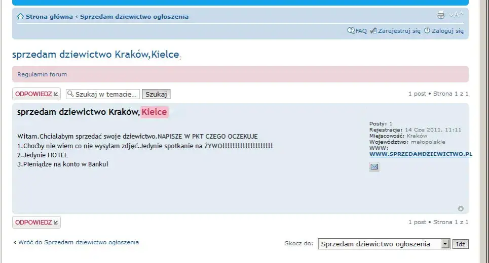 Sprzedaję dziewictwo - Portal dla kobiet chcących sprzedać niewinność