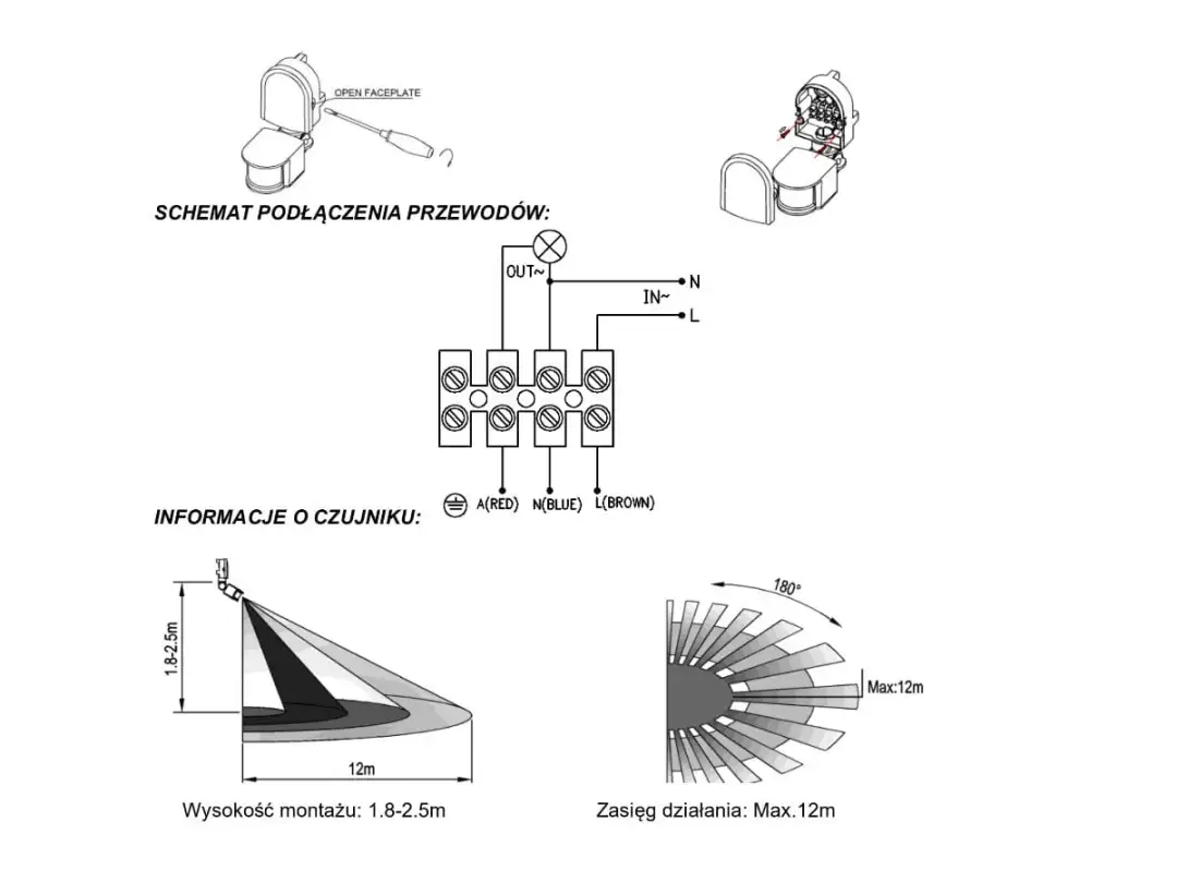 Czujnik ruchu 3 pokrętła - regulacja i rozwiązanie problemów