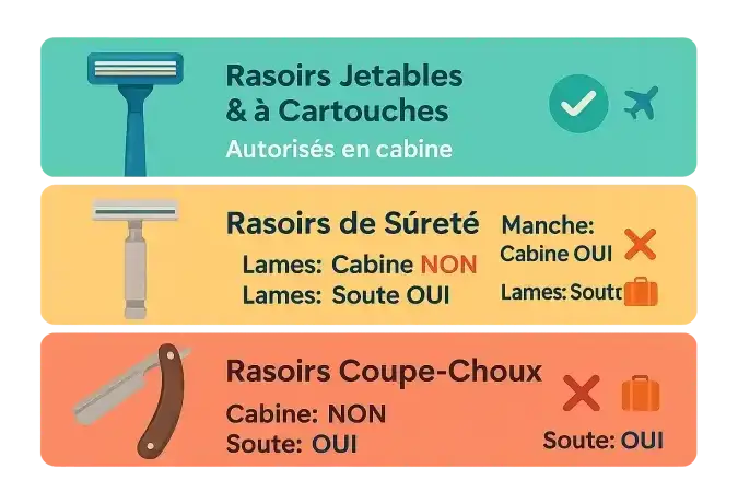 Rasoir en bagage cabine : ce qui passe la sécurité (et ce qui non)