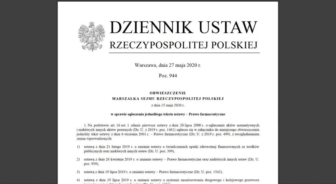 Kpa dziennik ustaw – najnowsze zmiany i pełny tekst ustawy