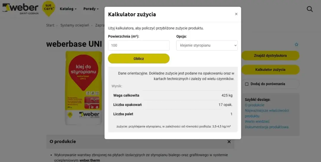 Kalkulator zużycia kleju do styropianu. Oblicz ile kleju na metr styropianu potrzebujesz.