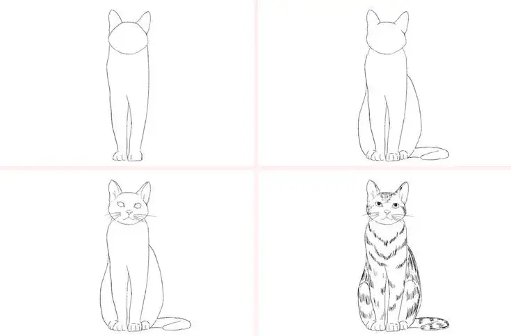 Katzen zeichnen mit Bleistift: Schritt-für-Schritt-Anleitung