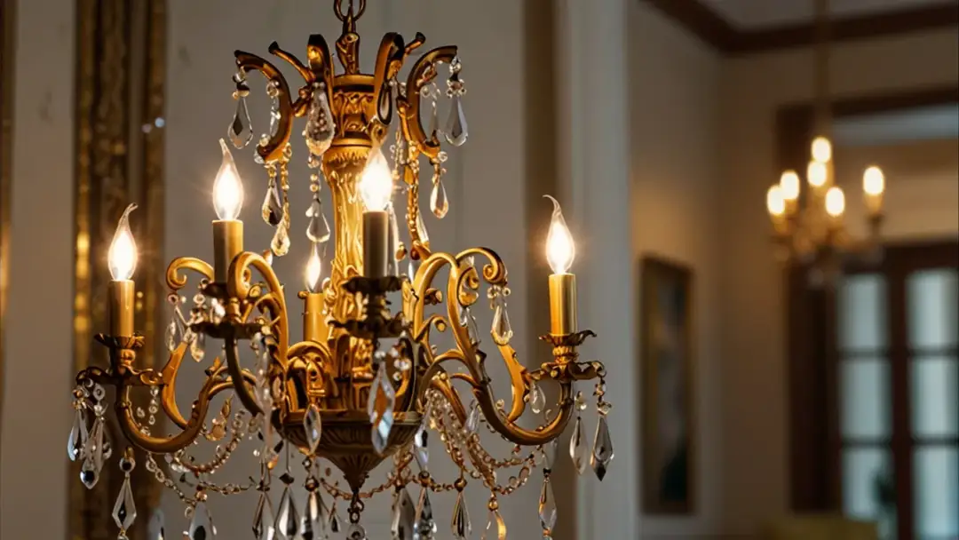 Plafon złoty glamour: Jak wybrać żyrandol glamour z kryształkami?