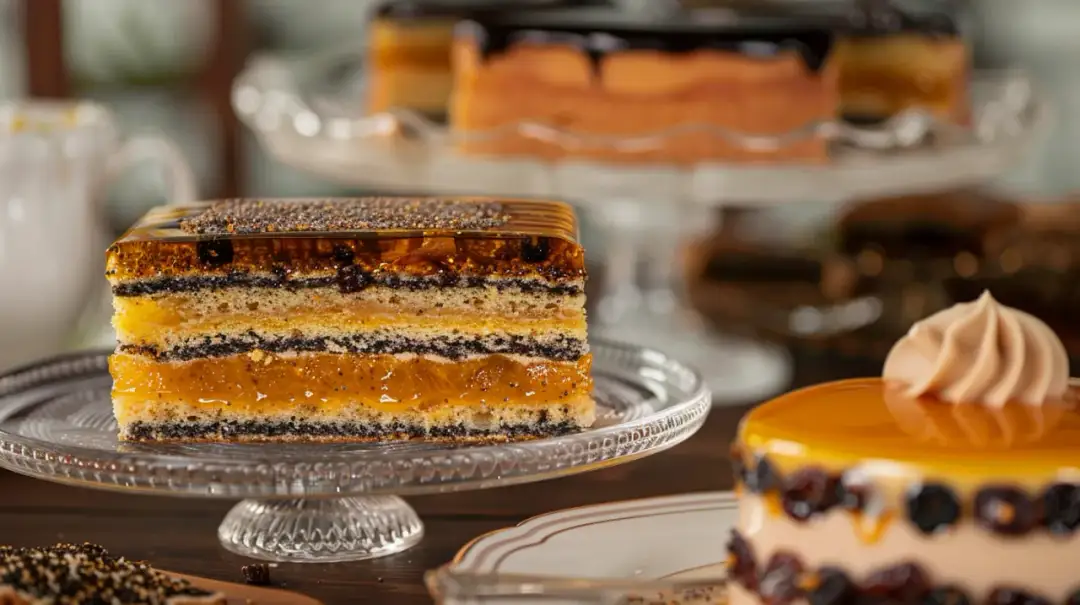 Makowiec na herbatnikach z bakaliami, lukrem i skórką pomarańczową