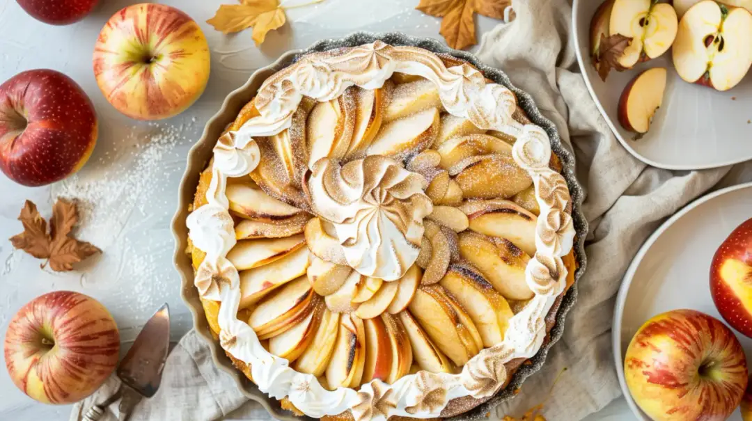 Jabłecznik królewski Ewy Wachowicz z budyniem i bezą