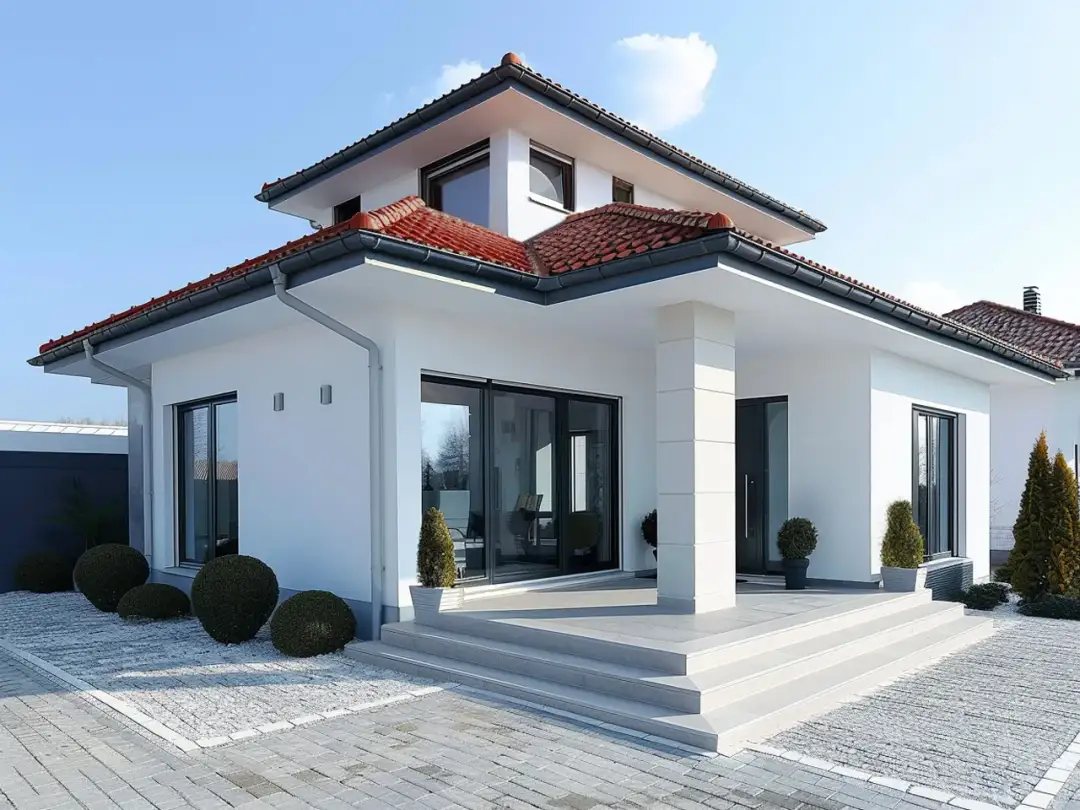 Jaki kolor elewacji do czerwonego dachu i białych okien - najlepsze opcje