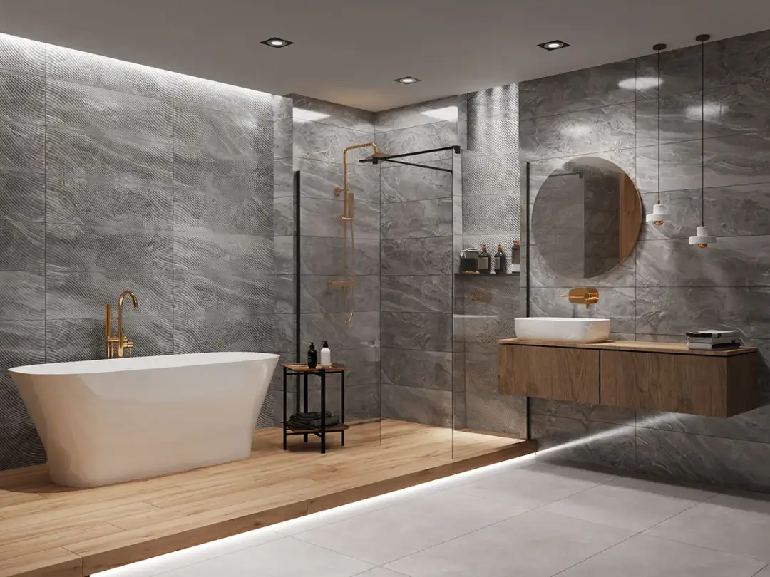 Szara łazienka: Ocieplij i nadaj jej charakteru! Dodatki