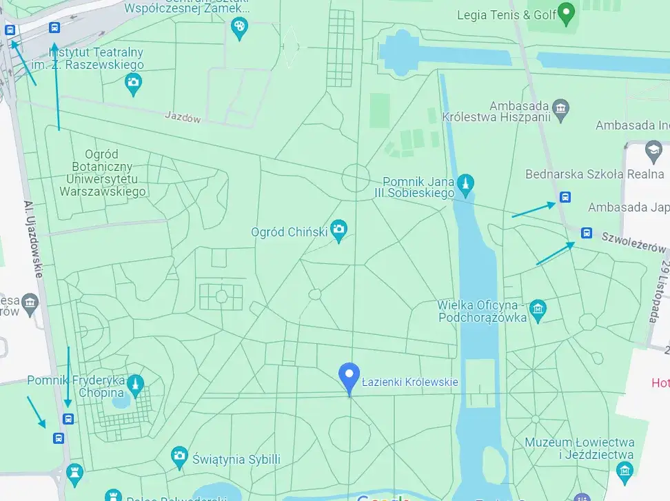 Jak dojechać do Łazienek - Najlepsze trasy i transport w Warszawie