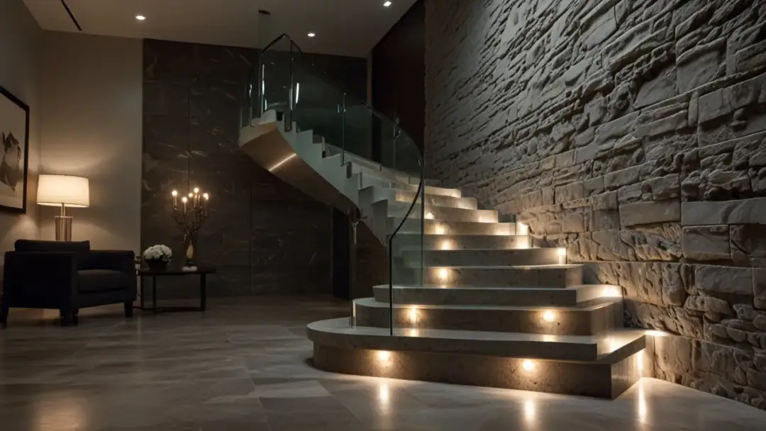 Schody z konglomeratu – Styl, trwałość i zastosowanie w aranżacji wnętrz