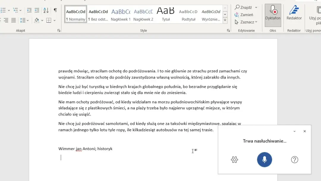Dyktowanie w Wordzie: Jak pisać teksty głosem? Instrukcja krok po kroku