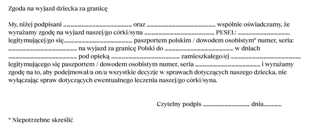 Jak napisać zgodę na wyjazd dziecka - uniknij problemów prawnych