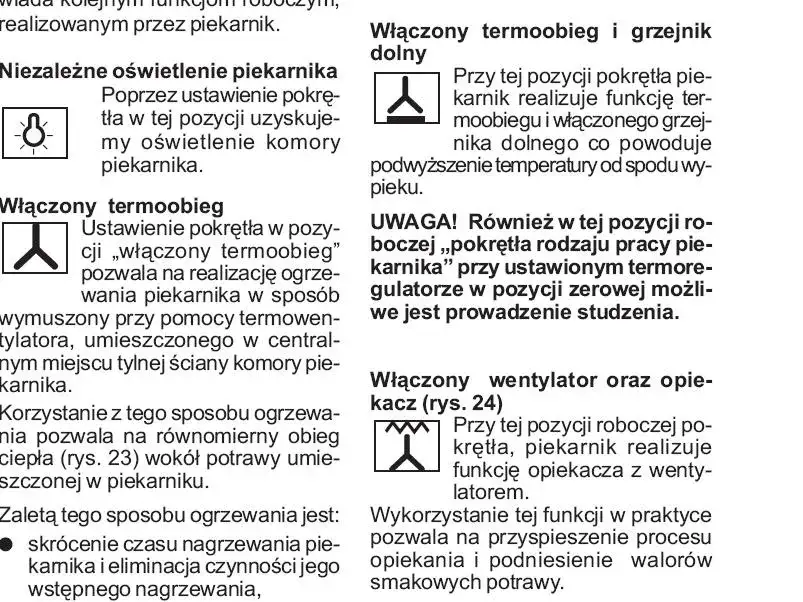 Oznaczenia termoobiegu w piekarniku Amica - poradnik na temat symboli na panelu