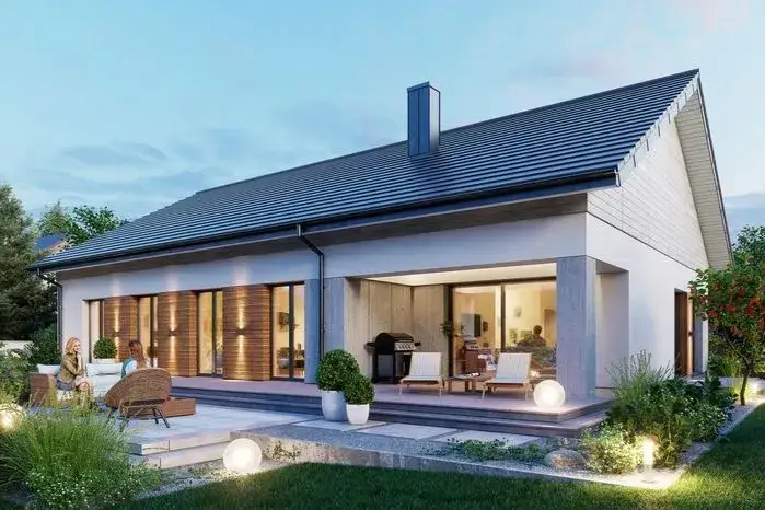 Dom parterowy z dachem dwuspadowym – funkcjonalność i estetyka w jednym