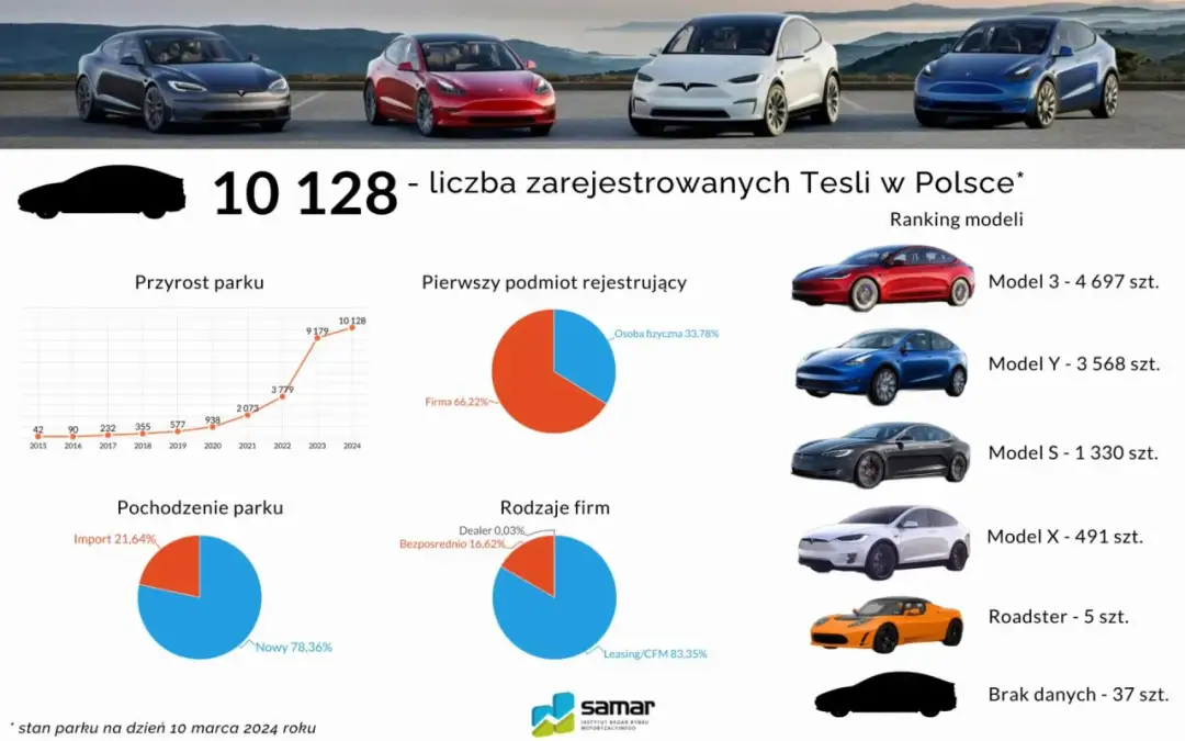 Tesla w Polsce: 21 775 aut! Czy to już dominacja elektryków?