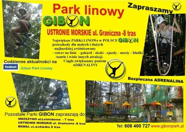 Park linowy Gibon Ustronie Morskie - atrakcje, ceny biletów, godziny otwarcia