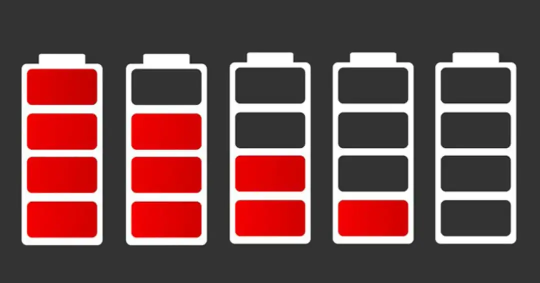 Pięć ikon baterii, od pełnej do prawie pustej. Zastanawiasz się, jak wyłączyć aplikacje w tle android, by oszczędzić energię?