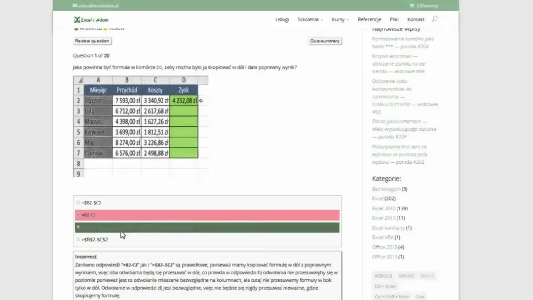 Jak zrobić quiz w Excelu - proste kroki i zaawansowane triki