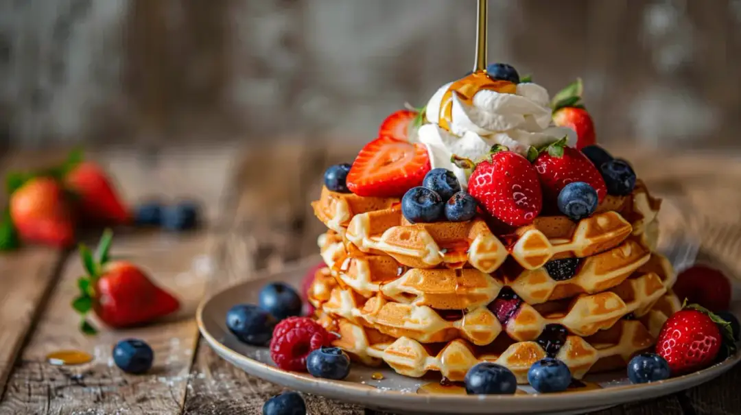 Przepis na gofry belgijskie z bitą śmietaną i owocami
