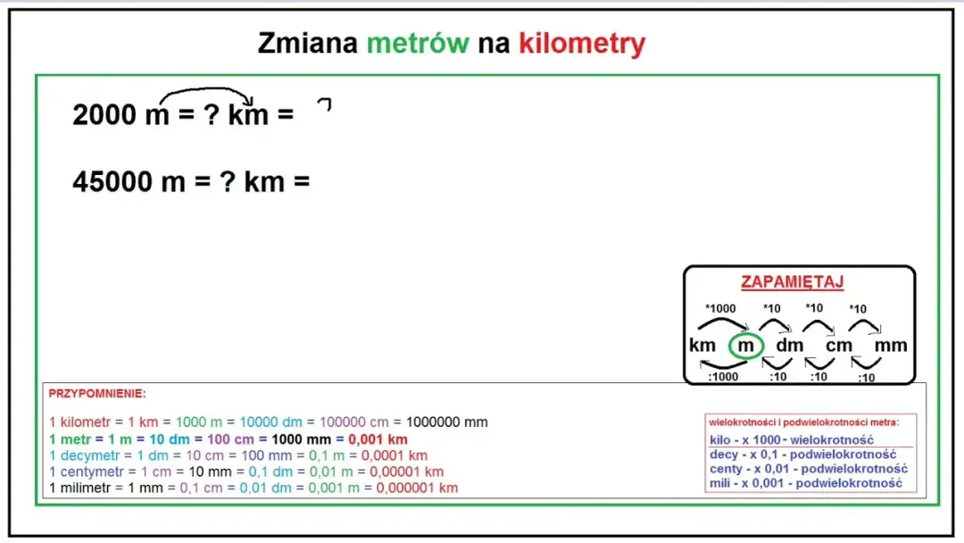 Konwersja metrów na kilometry: przelicznik metrów na kilometry