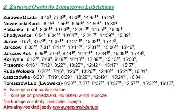 Aktualny rozkład jazdy WOŚ z Tomaszowa Lubelskiego - sprawdź teraz