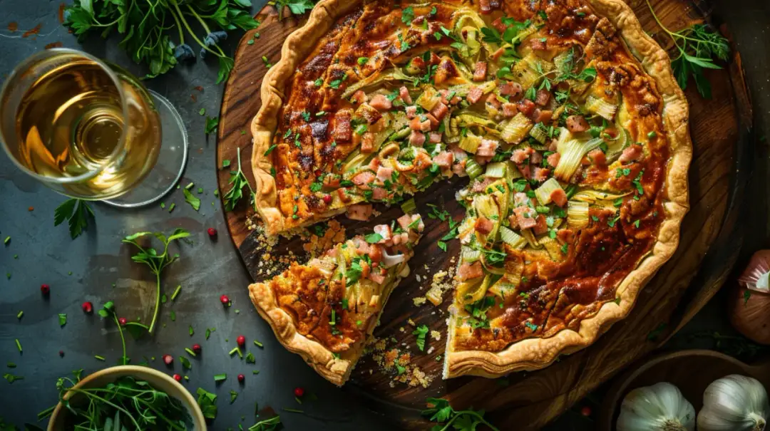 Tarta z porem i szynką: wytrawna przekąska na imprezę, która zachwyci