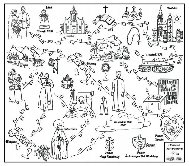 Darmowe kolorowanki i obrazki Jana Pawła II do druku dla wiernych