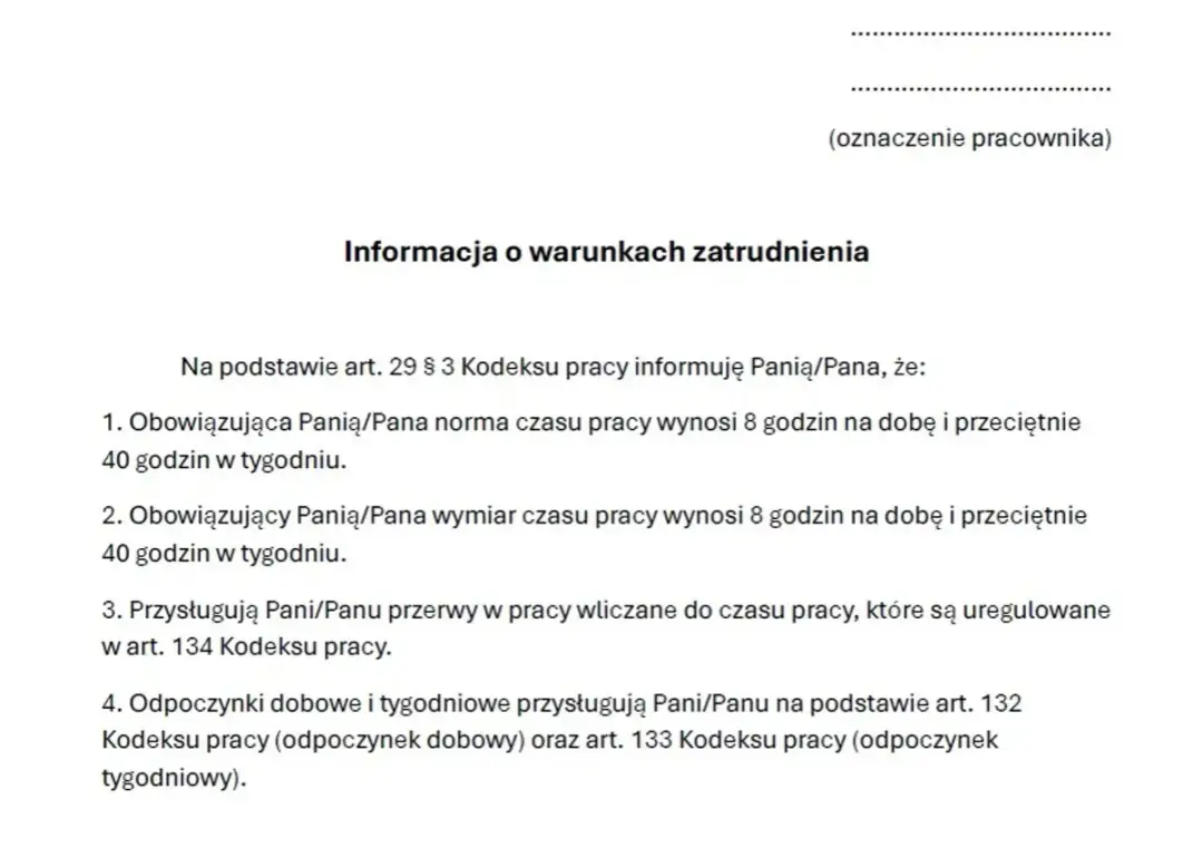 Od kiedy nowa informacja o warunkach zatrudnienia? Kluczowe zmiany
