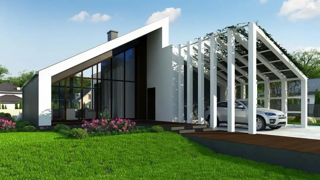 Dom parterowy z dużymi oknami - projekty i inspiracje | Przestronne wnętrza