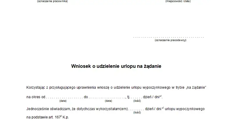 Wzór wniosku o urlop wypoczynkowy - wniosek urlopowy pdf, wzór wniosku urlopowego, wniosek o urlop wzór do druku