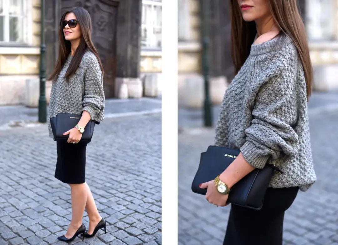 Stylizacje z szarym swetrem, które zachwycą i dodadzą stylu