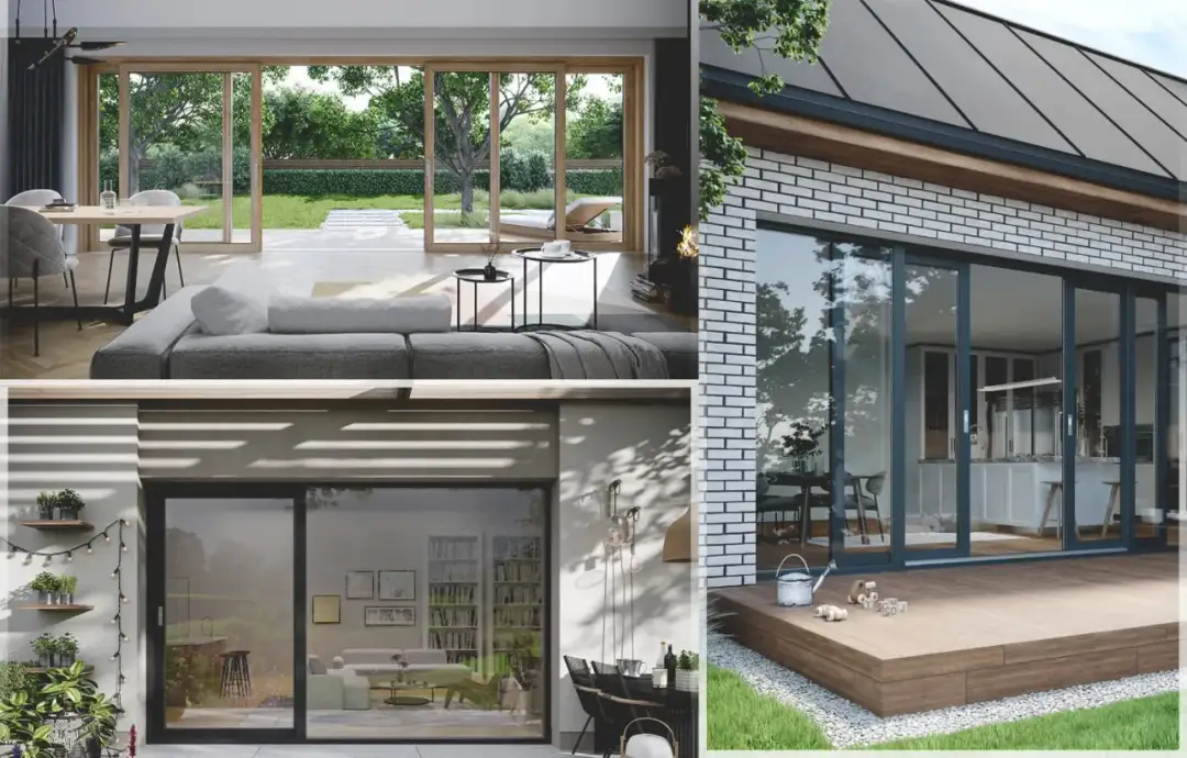 Nowoczesne drzwi balkonowe przesuwne łączą wnętrze z ogrodem, tworząc przestronne i jasne domy.