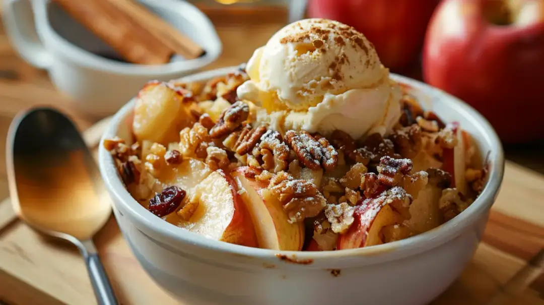 Zapiekane jabłka z orzechami, rodzynkami i miodem