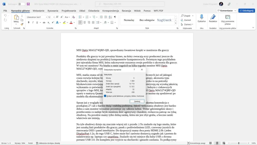Jak policzyć liczbę znaków w Wordzie - proste sposoby, które zaskoczą