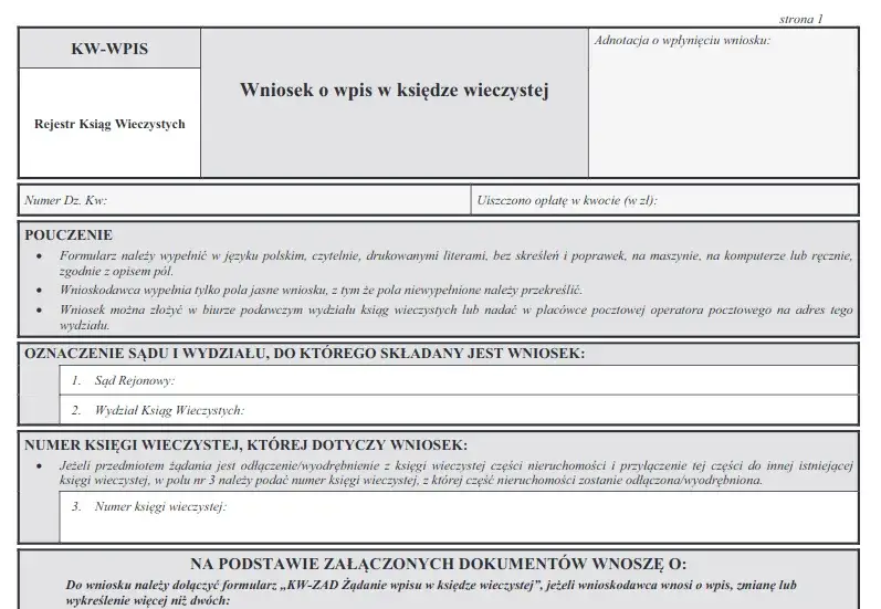 Wzór wniosku o przyspieszenie wpisu do KW - szybki dostęp