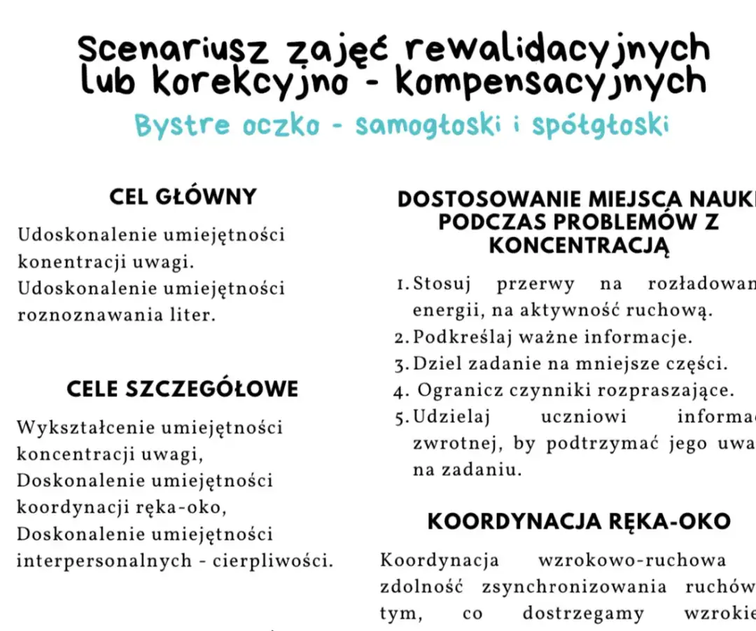 Jak przygotować konspekt zajęć korekcyjnych - kompletny poradnik