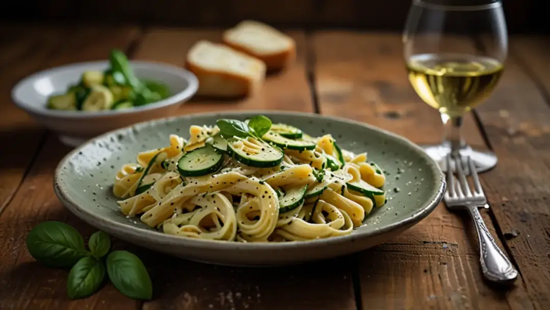 Makaron z cukinią w sosie śmietanowym – przepis na lekkie danie z makaronu