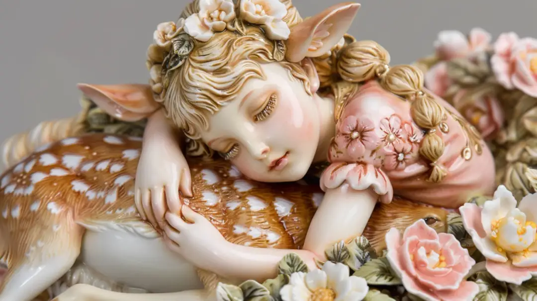 Delikatne uroki: porcelanowe sarenki i dziewczynki - sztuka