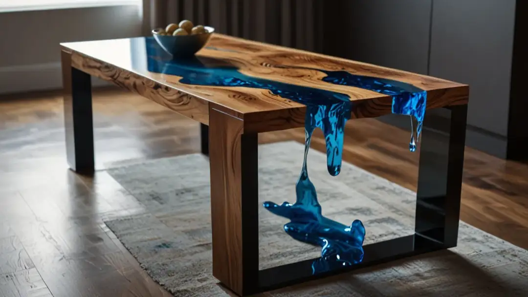 Stolik z drewna i żywicy – Piękne, funkcjonalne meble do nowoczesnych wnętrz
