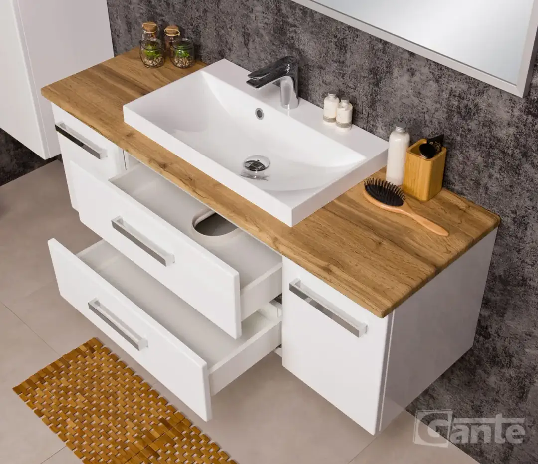 Meble łazienkowe z umywalką nablatową: elegancja i funkcjonalność