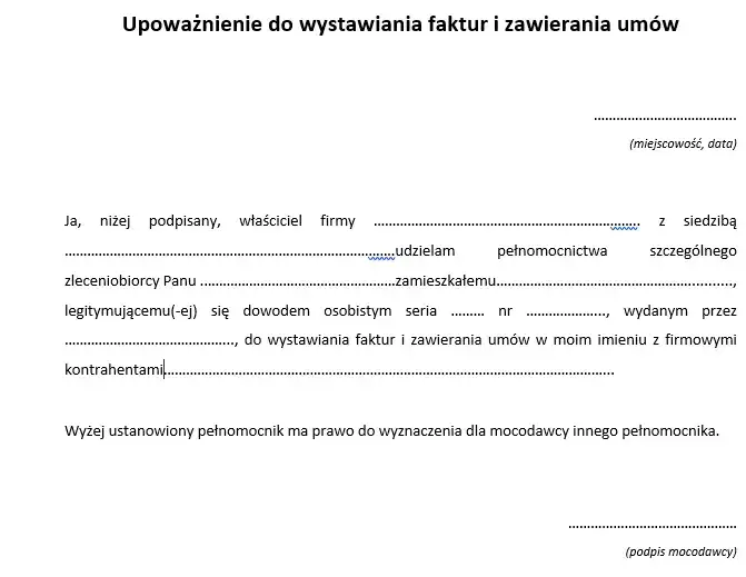Poznaj prosty i bezpieczny wzór upoważnienia do wystawiania faktur - poradnik