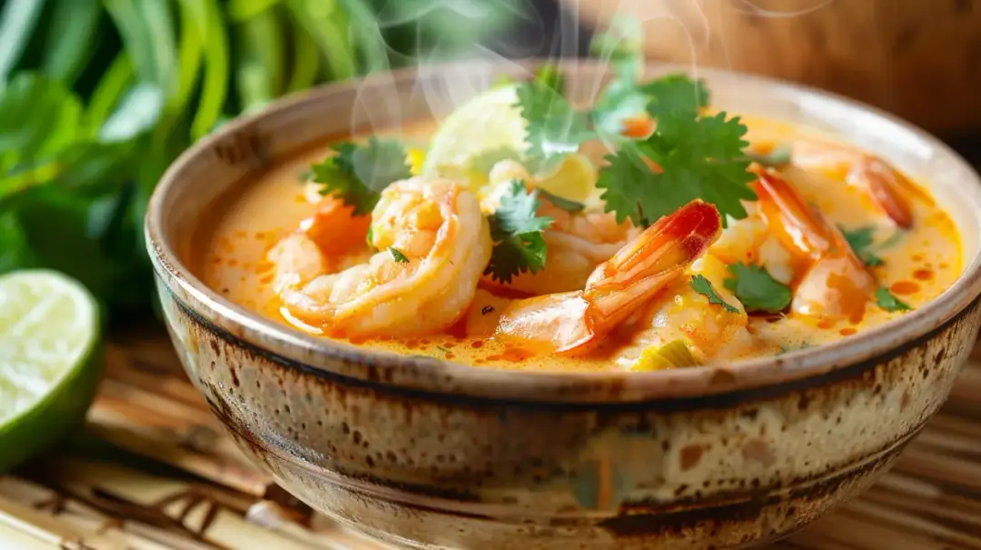 Egzotyczne smaki: zupa tajska z krewetkami i mlekiem kokosowym - przepis