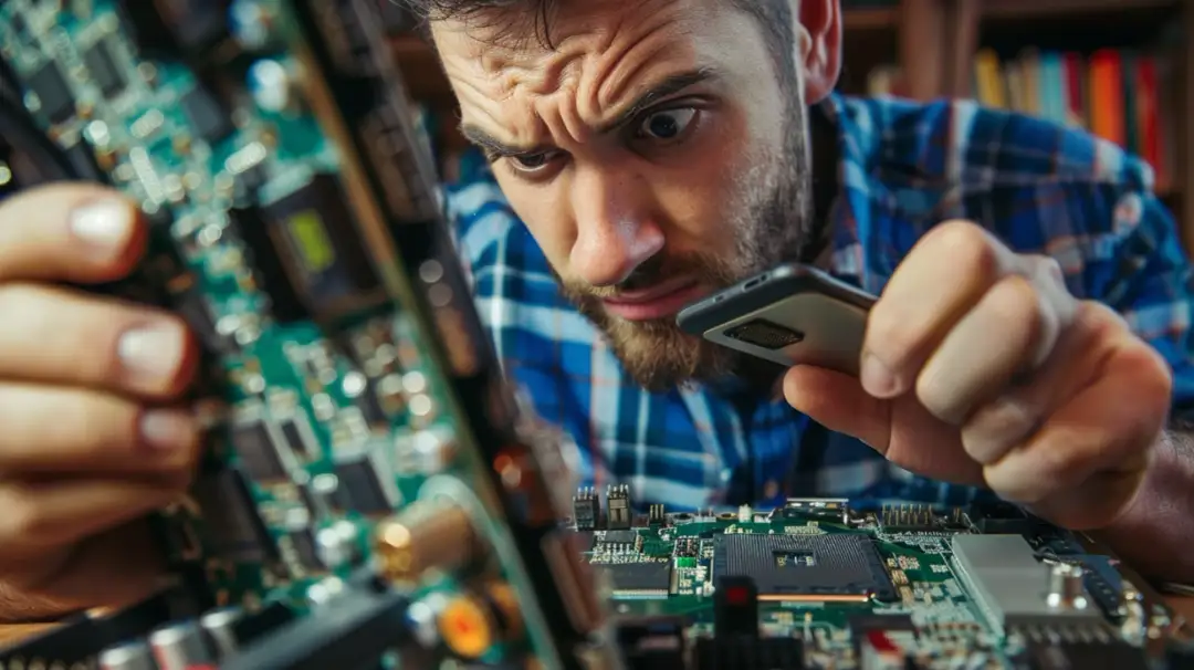 Mężczyzna na telefon: jak naprawić uszkodzoną płytę główną?