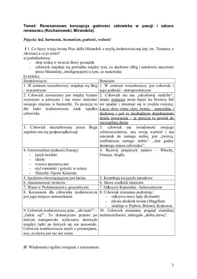 Test renesans 1 liceum - kluczowe wydarzenia i analiza literacka