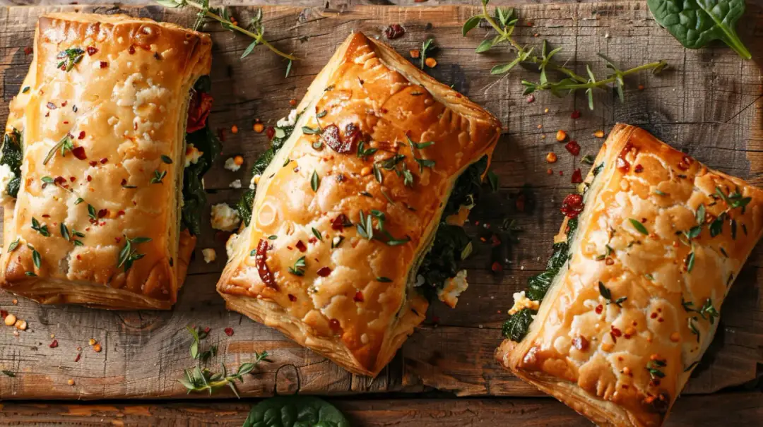 Kieszonki ze szpinakiem, fetą i suszonymi pomidorami