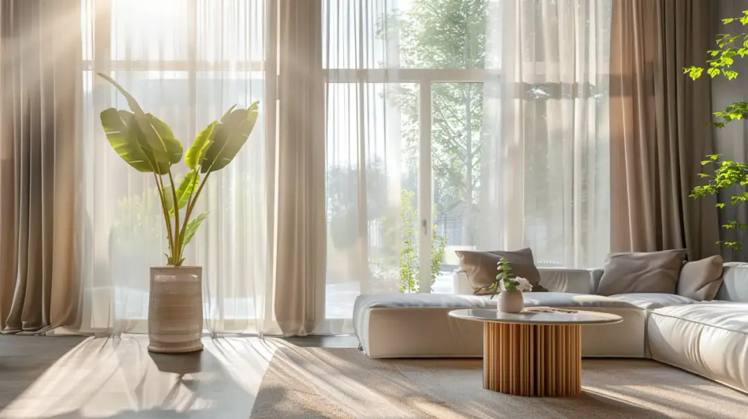 Firany na duże okna: stylowe i modne inspiracje do salonu